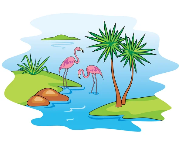 Stock vector Pink Flamingo.