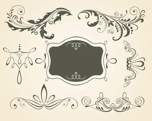 Pergaminos y marco vintage. Elementos de diseño y decoración de página . — Archivo Imágenes Vectoriales