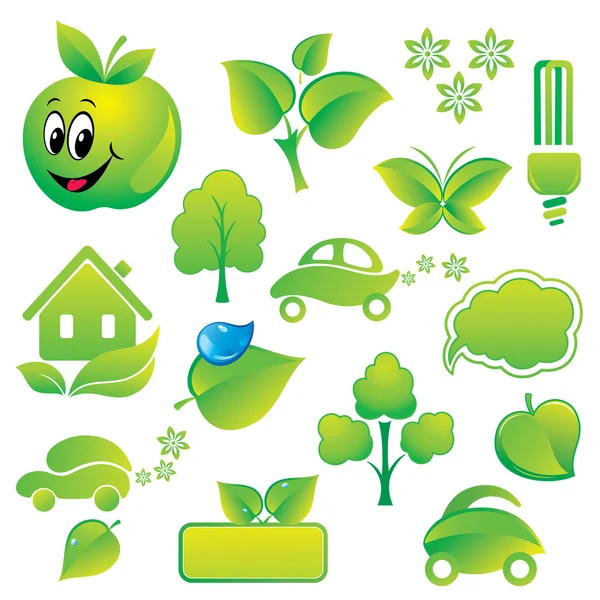 Uppsättning av miljömässiga ikoner och grön design-element. — Stock vektor