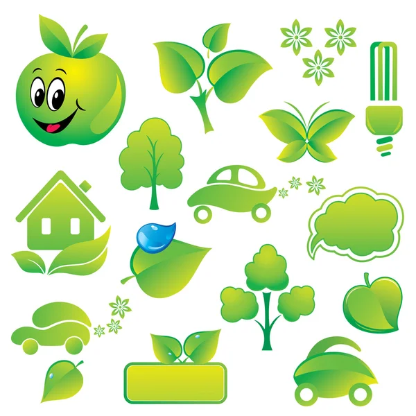 Set of environmental icons and green design-elements. — Stock Vector