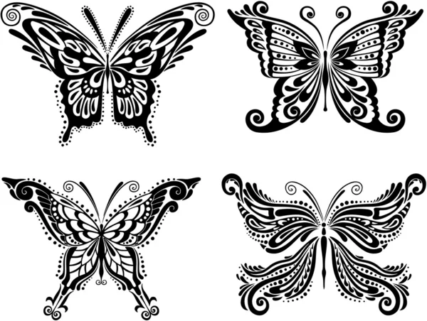 stock vector Beautiful butterflies silhouettes. Set.