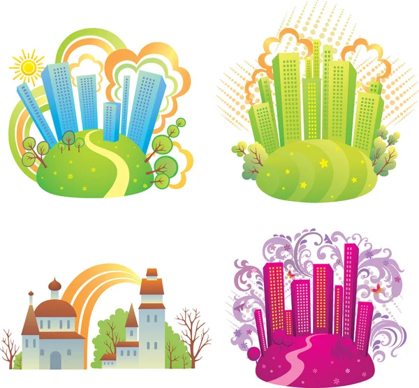 Set of cityscapes. — Stock Vector