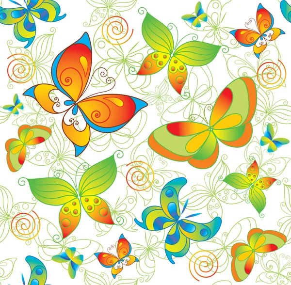 Bunten Hintergrund mit Schmetterling. nahtlos. — Stockvektor