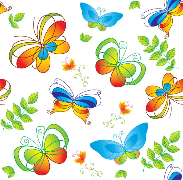 Colorful background with butterfly. Seamless. — Stock Vector