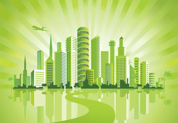 Green City. Fond urbain. Environnement . — Image vectorielle