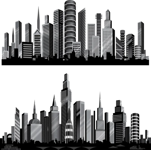 Les meilleures silhouettes vectorielles de la ville. Ensemble . — Image vectorielle