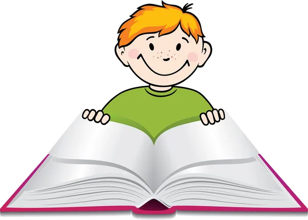 Chłopiec czyta książkę. — Wektor stockowy
