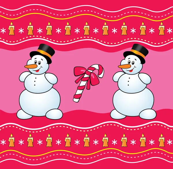 Christmas background with snowman and candy. — Stock Vector