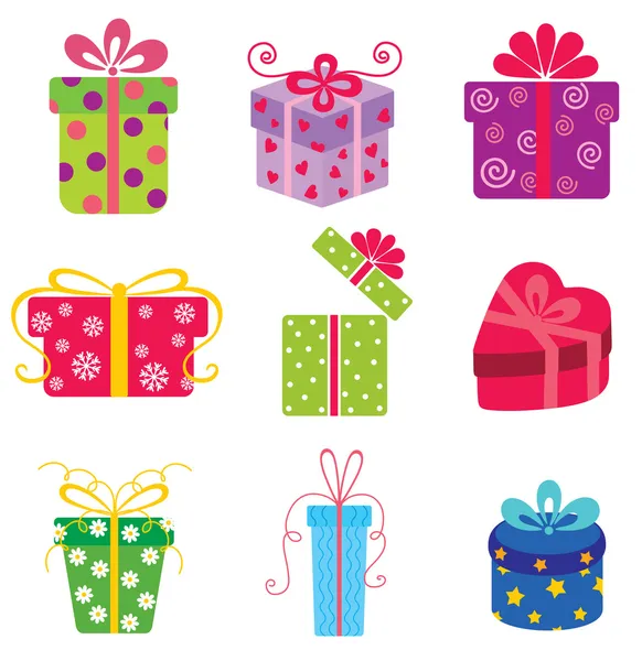 Set of colorful vector gift boxes — Stock Vector