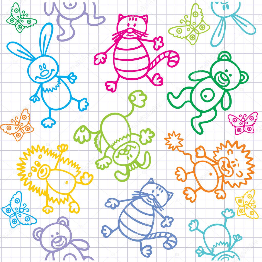 Children's drawings. Seamless background.