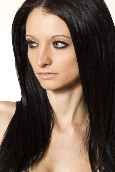 Όμορφη σέξι μαύρα μαλλιά γυναίκα πορτρέτο — Φωτογραφία Αρχείου