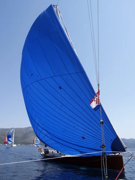 Sailboat with blue sail
