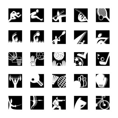 Sport icon set bw clipart