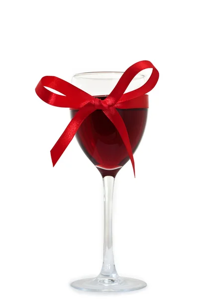 Wineglass with wine and ribbon — Stock Photo, Image
