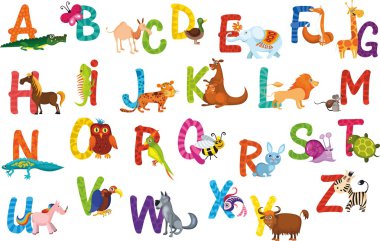 Animals alphabet clipart