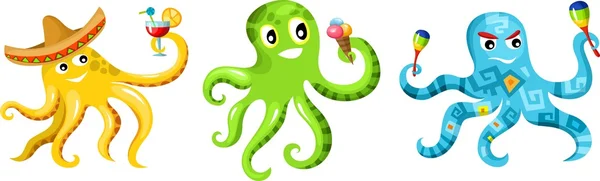 Octopus set — Stock Vector