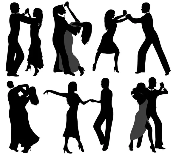 Силуэты танцоров — стоковый вектор