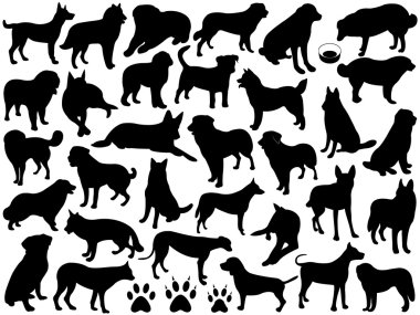 Dogs silhouette collage clipart