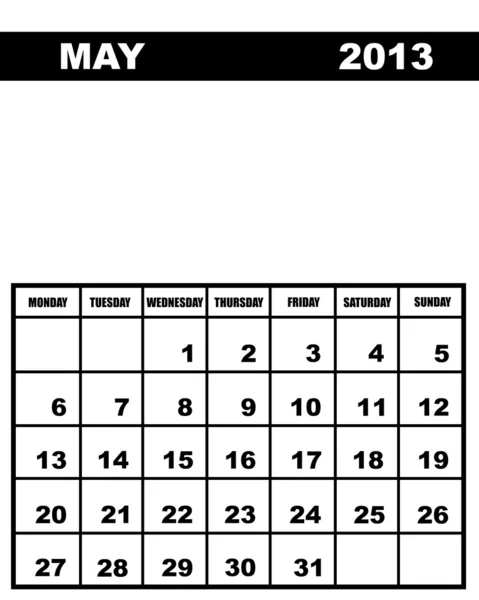 May calendar 2013 — Stock Vector