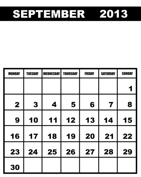 September kalender 2013 — Stock vektor