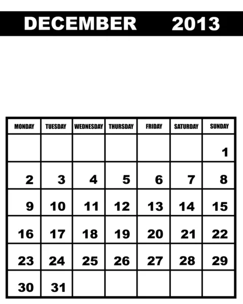 Kalendář prosinec 2013 — Stockový vektor