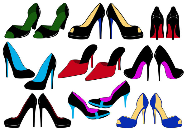 Illustration of different shoes