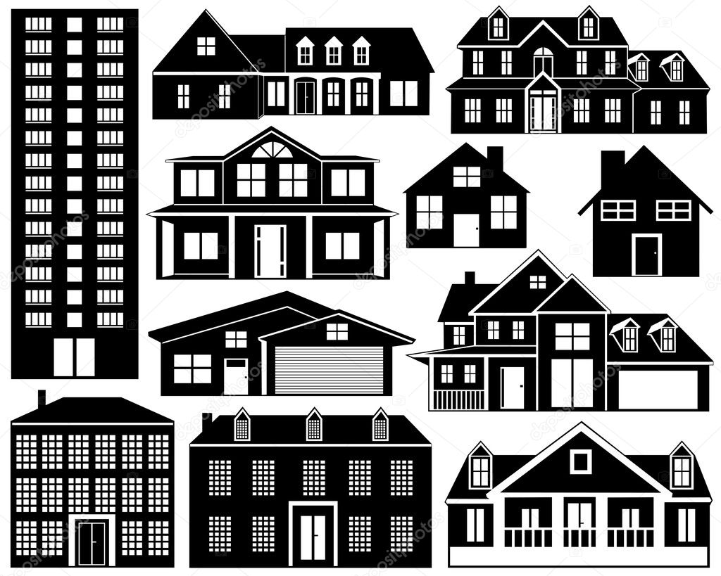 Download House silhouettes — Stock Vector © DeCe11 #9110539