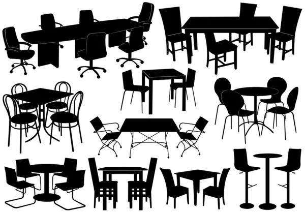 Ilustração de mesas e cadeiras —  Vetores de Stock
