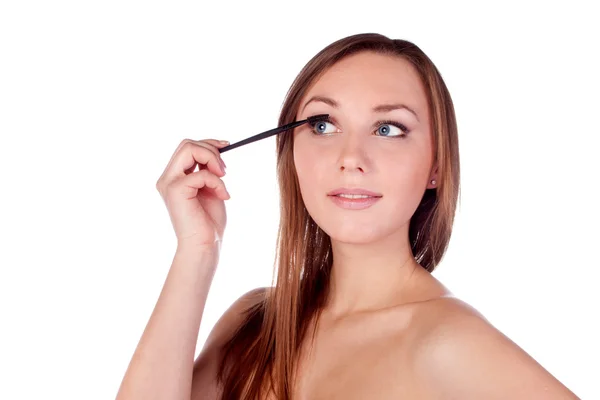 Make-up, alkalmazása, eszközök, szempillaspirál — Stock Fotó