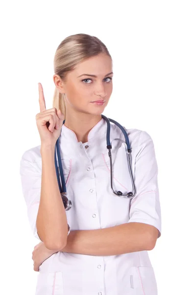 Portrait of a girl doctor. to keep the show — Stock Photo, Image