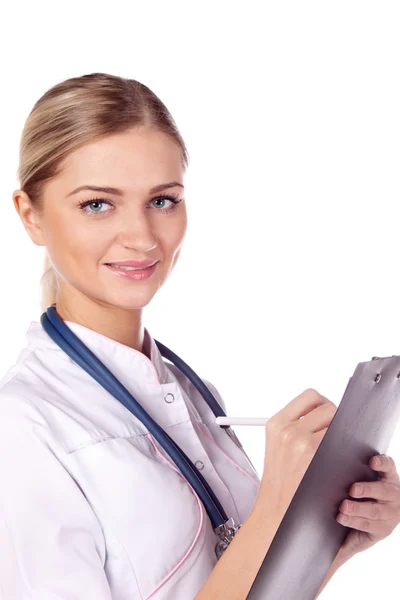 Portrait of girl doctor with folder — Stock Photo, Image