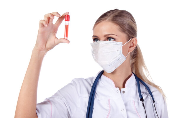 Portrait of a girl doctor. phonendoscope