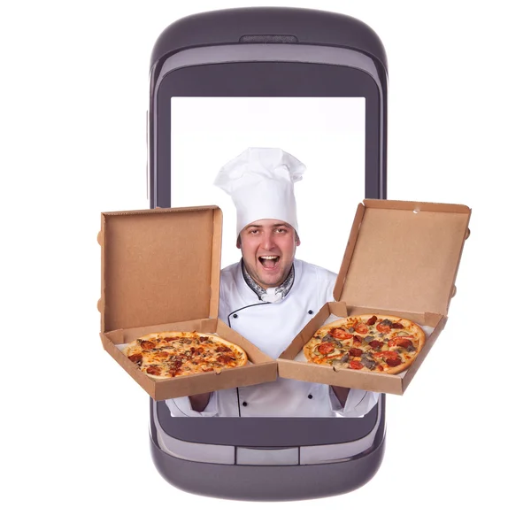 Encomendar pizza entrega — Fotografia de Stock
