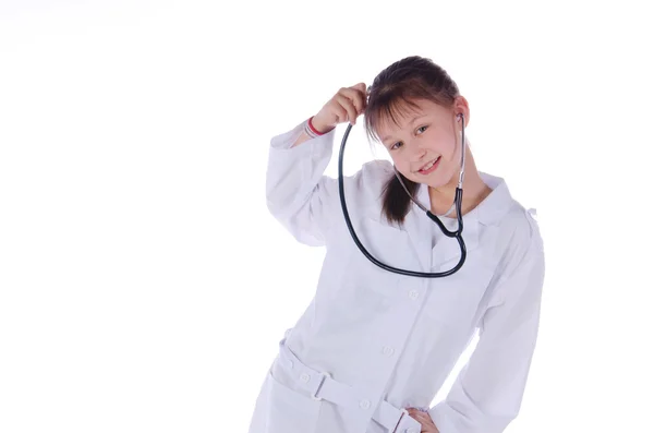 Menina, um médico, a criança — Fotografia de Stock
