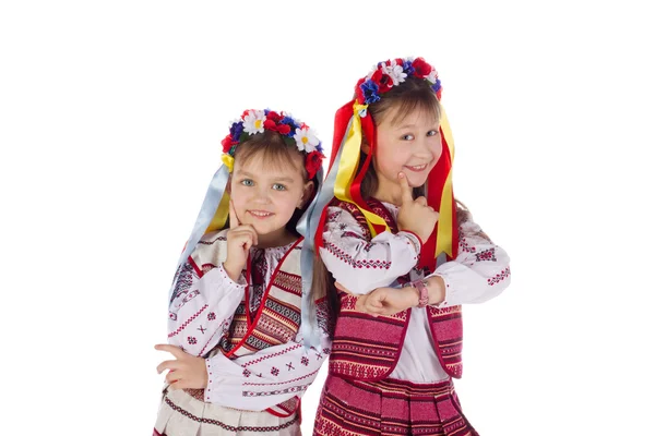 Barn, två flickor i en ljus klänning. — Stockfoto