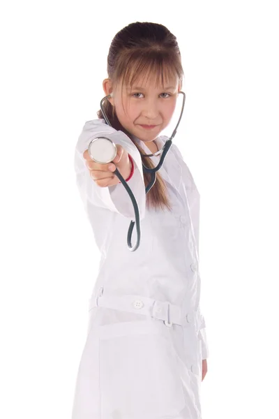 Meisje, een arts, het kind Rechtenvrije Stockfoto's