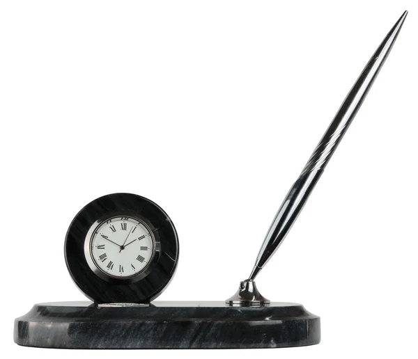 Clock and pen — Stock Photo, Image