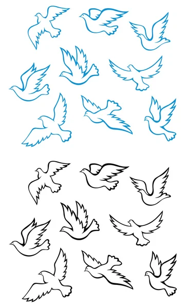 Duvor och duvor fåglar — Stock vektor