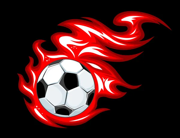 Pelota de fútbol en llamas de fuego — Vector de stock