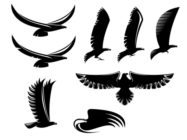 Uccelli neri araldici — Vettoriale Stock