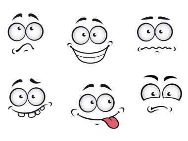 Cartoon emotions faces clipart