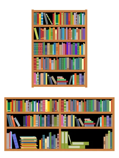 Yatay ve dikey bookshelf — Stok Vektör