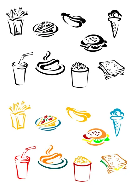 Elementos de comida rápida — Archivo Imágenes Vectoriales