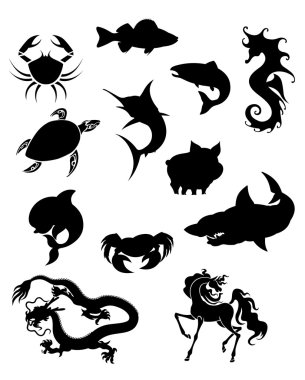 Animals silhouettes set clipart