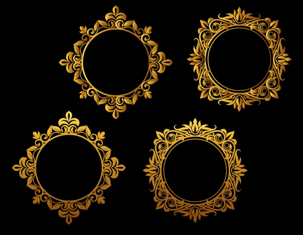 Marcos de oro conjunto — Archivo Imágenes Vectoriales