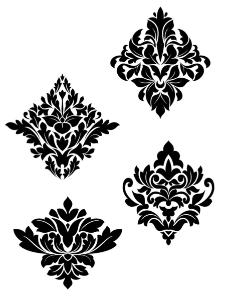 Patrones de flores de damasco — Archivo Imágenes Vectoriales