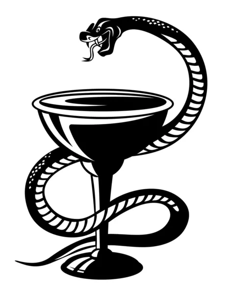 Simbolo medico - serpente su tazza — Vettoriale Stock