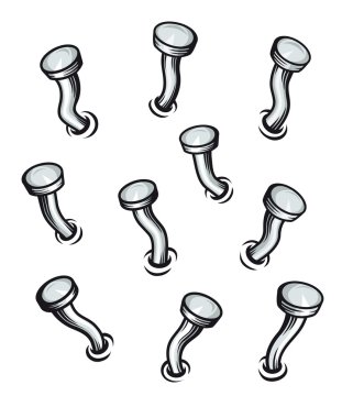 Set of bent nails clipart