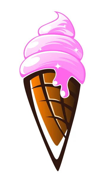 Finom vanília fagylalt tölcsér — Stock Vector