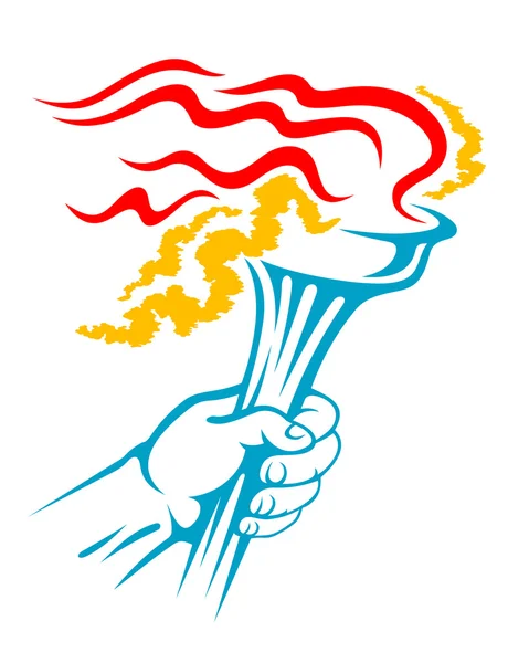 Torche flamboyante à la main — Image vectorielle